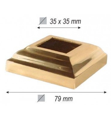 pièce élément ferronnier serrurier Cache de scellement pour barreau CARRE Section 79x79 Passage 35x35 LAITON Ref: F55.515