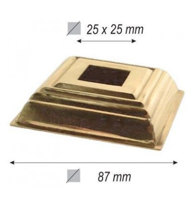 pièce élément ferronnier serrurier Cache de scellement pour barreau CARRE Section 87x87 Passage 25x25 LAITON Ref: F55.519