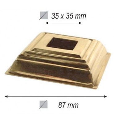 pièce élément ferronnier serrurier Cache de scellement pour barreau CARRE Section 87x87 Passage 35x35 LAITON Ref: F55.520