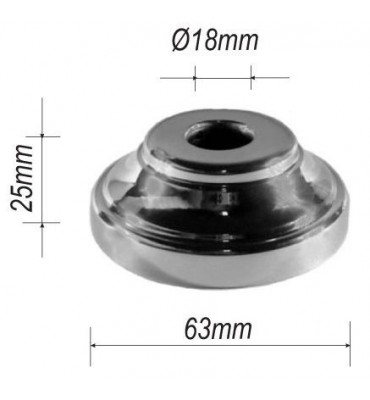 pièce élément ferronnier serrurier Cache de fixation pour barreau ROND Diamètre 63 Hauteur 25 Passage 18 ACIER FER FORGE Ref:...