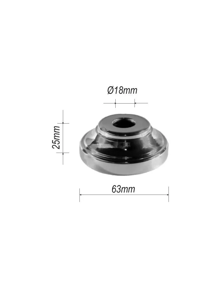 pièce élément ferronnier serrurier Cache de fixation pour barreau ROND Diamètre 63 Hauteur 25 Passage 18 ACIER FER FORGE Ref:...
