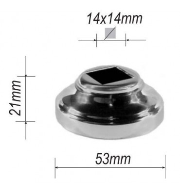 pièce élément ferronnier serrurier Cache de fixation pour barreau CARRE Hauteur 21 Diamètre 53 Passage 14x14 ACIER FER FORGE ...