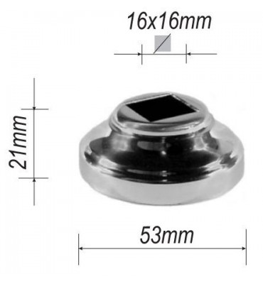 pièce élément ferronnier serrurier Cache de fixation pour barreau CARRE Hauteur 21 Diamètre 53 Passage 16x16 ACIER FER FORGE ...