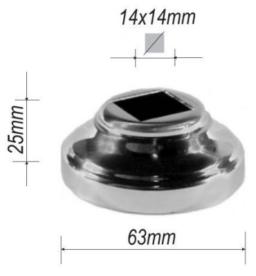 pièce élément ferronnier serrurier Cache de fixation pour barreau CARRE Hauteur 25 Diamètre 53 Passage 14x14 ACIER FER FORGE ...