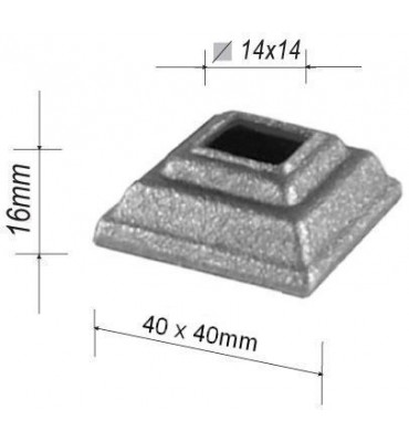 pièce élément ferronnier serrurier Cache de fixation pour barreau CARRE Hauteur 16 Section 42x42 Passage 14x14 ACIER FER FORG...