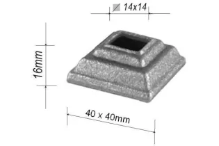 pièce élément ferronnier serrurier Cache de fixation pour barreau CARRE Hauteur 16 Section 42x42 Passage 14x14 ACIER FER FORG...