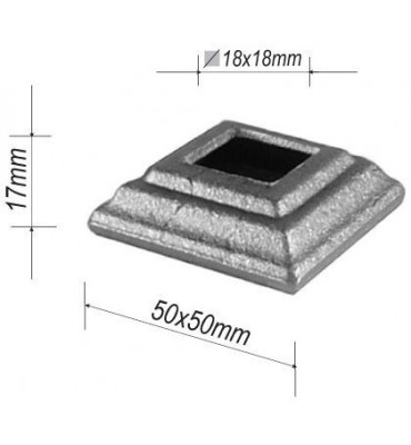 pièce élément ferronnier serrurier Cache de fixation pour barreau CARRE Hauteur 17 Section 50x50 Passage 18x18 ACIER FER FORG...