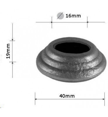 pièce élément ferronnier serrurier Cache de fixation pour barreau ROND Diamètre 40 Hauteur 19 Passage 16 ACIER FER FORGE Ref:...