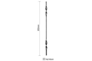 pièce élément ferronnier serrurier Balustre TORSADE Longueur 950 Section 14x14 ACIER FER FORGE Ref: BE09629