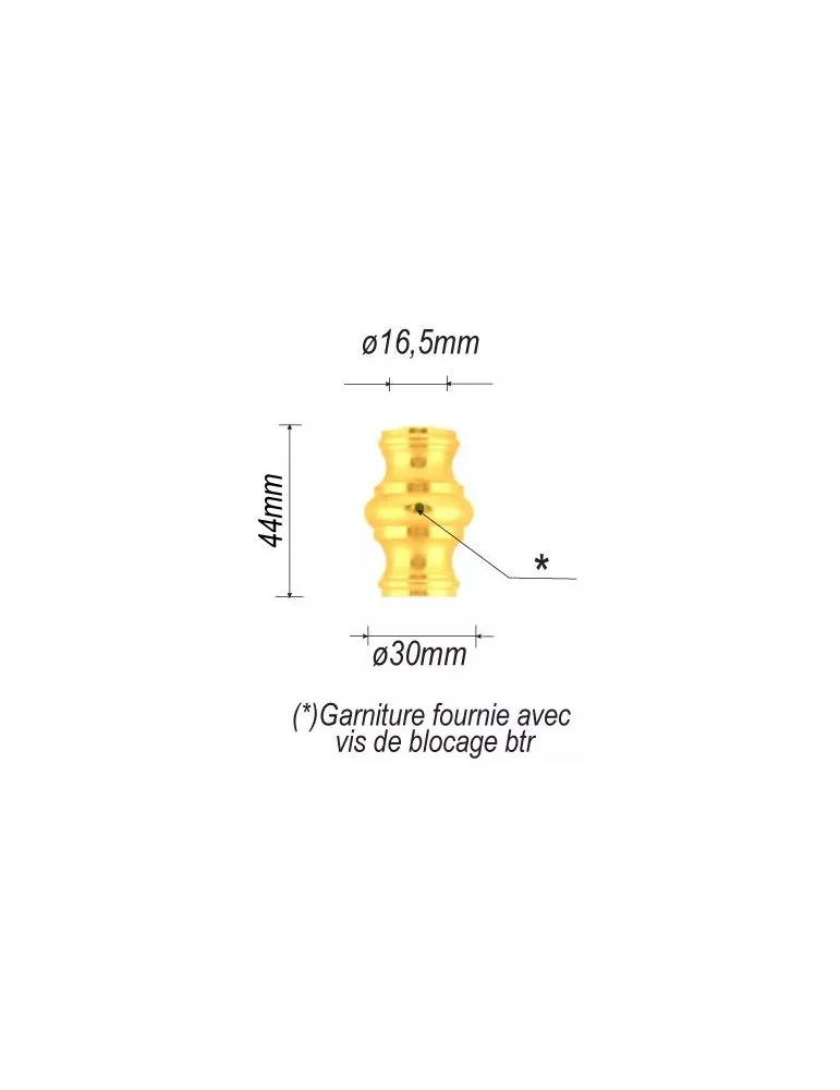 Garniture RONDE Diamètre 30 Hauteur 44 Passage 16 LAITON Ref: F64.208 F64.208