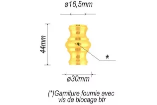 Garniture RONDE Diamètre 30 Hauteur 44 Passage 16 LAITON Ref: F64.208 F64.208