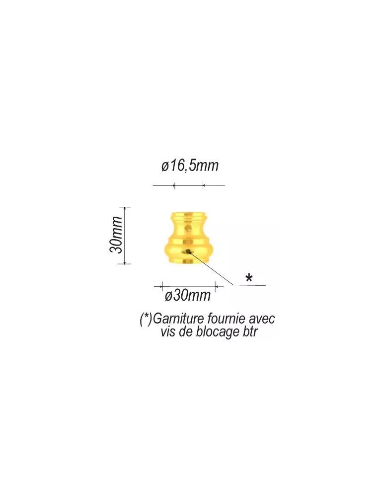 Garniture RONDE Diamètre 30 Hauteur 30 Passage 16 LAITON Ref: F64.210 F64.210