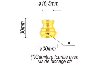 Garniture RONDE Diamètre 30 Hauteur 30 Passage 16 LAITON Ref: F64.210 F64.210