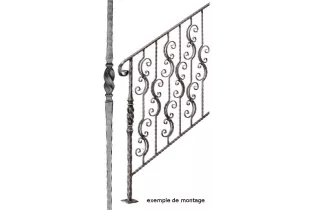 pièce élément ferronnier serrurier Poteau départ MARTELE CARRE 1200 Section 25x25 ACIER FER FORGE Ref: BE11054