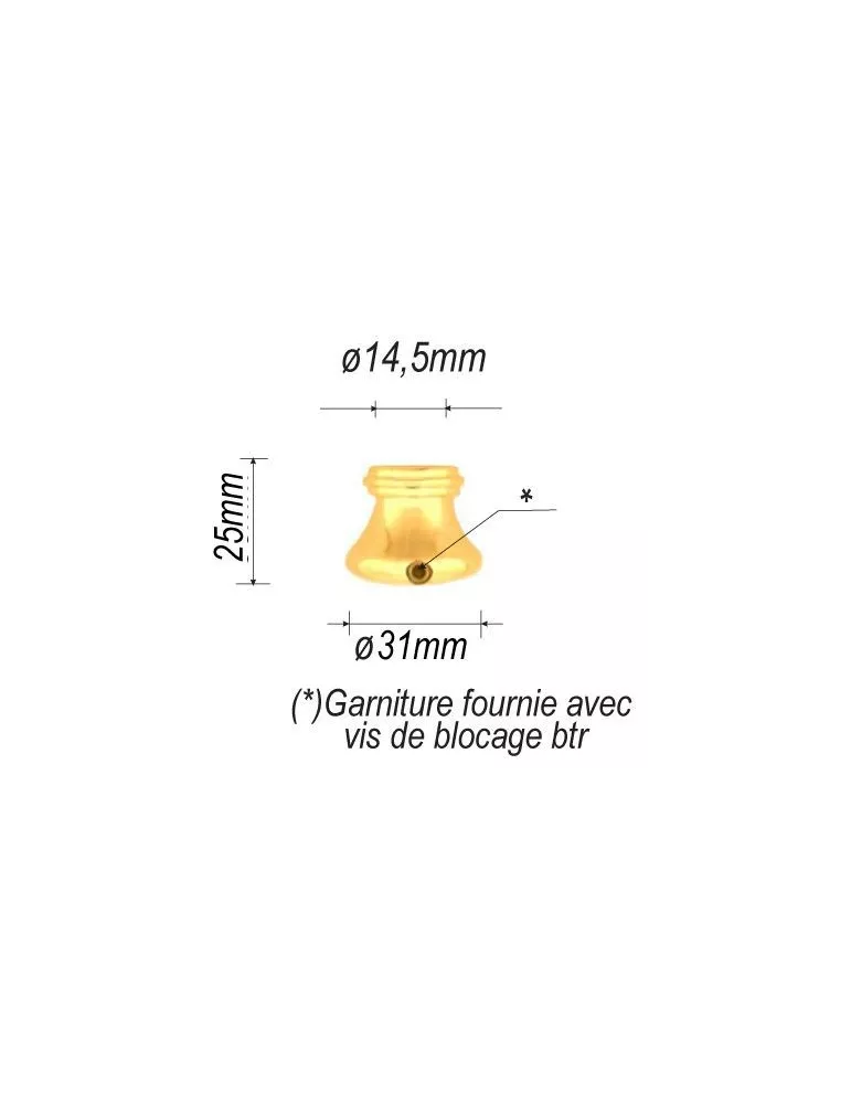 pièce élément ferronnier serrurier Garniture RONDE Diamètre 31 Hauteur 25 Passage 14 LAITON Ref: F64.223