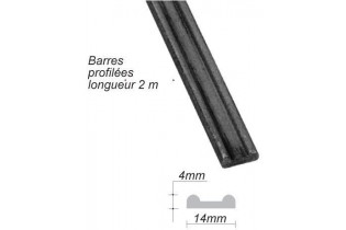 pièce élément ferronnier serrurier Barre LISSE NERVURE Longueur 2000 Ref: BE12108