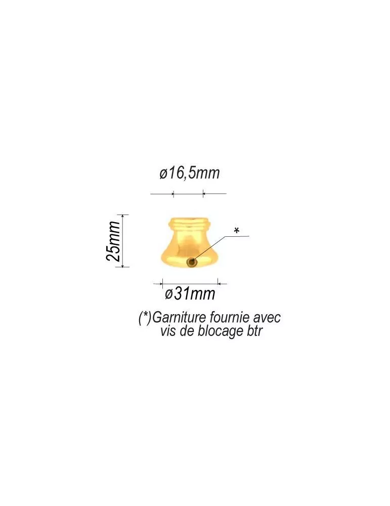 pièce élément ferronnier serrurier Garniture RONDE Diamètre 31 Hauteur 25 Passage 16 LAITON Ref: F64.224