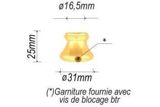 pièce élément ferronnier serrurier Garniture RONDE Diamètre 31 Hauteur 25 Passage 16 LAITON Ref: F64.224
