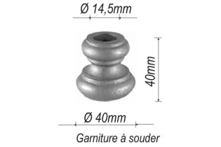 pièce élément ferronnier serrurier Garniture RONDE Diamètre 40 Hauteur 40 Passage 14 ACIER Ref: G4-14D