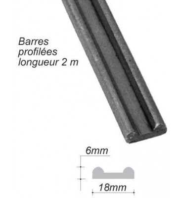 pièce élément ferronnier serrurier Barre LISSE NERVURE Longueur 2000 Ref: BE12109