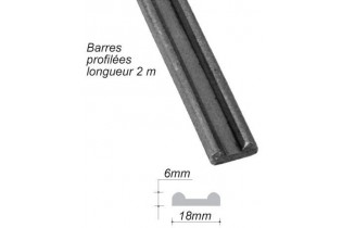 pièce élément ferronnier serrurier Barre LISSE NERVURE Longueur 2000 Ref: BE12109
