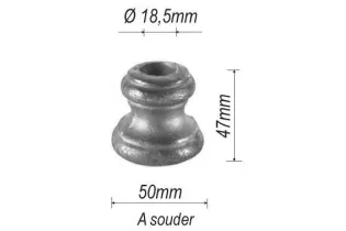 pièce élément ferronnier serrurier Garniture RONDE Diamètre 47 Hauteur 50 Passage 18 ACIER Ref: G4-18D