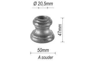 pièce élément ferronnier serrurier Garniture RONDE Diamètre 47 Hauteur 50 Passage 20 ACIER Ref: G4-20D