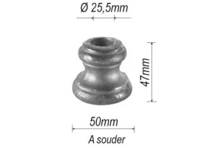 pièce élément ferronnier serrurier Garniture RONDE Diamètre 47 Hauteur 50 Passage 25 ACIER Ref: G4-25D