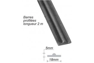 pièce élément ferronnier serrurier Barre LISSE NERVURE Longueur 2000 Ref: BE12110