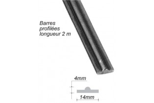 pièce élément ferronnier serrurier Barre LISSE NERVURE Longueur 2000 Ref: BE12111