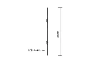 pièce élément ferronnier serrurier Balustre Longueur DROITE 1000 Section 12 ACIER FER FORGE Ref: BE11017-04