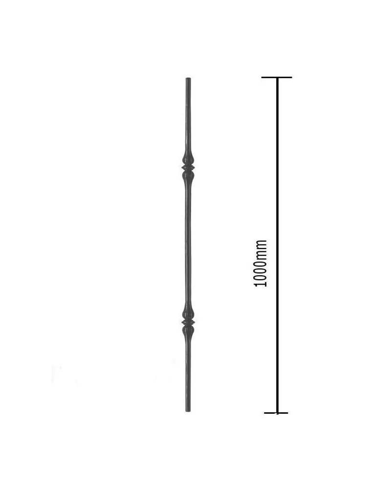 pièce élément ferronnier serrurier Balustre Longueur DROITE 1000 Section 14 ACIER FER FORGE Ref: BE11017-06
