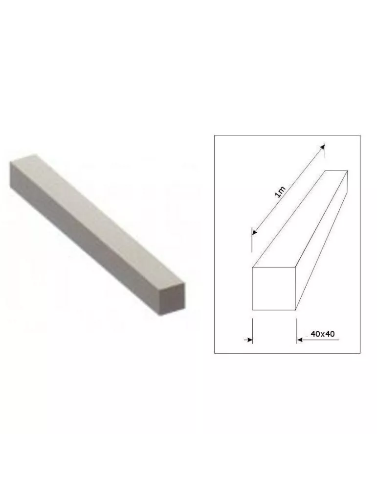 pièce élément ferronnier serrurier Barre LISSE CARRE Longueur 1000 Section 40x40 ACIER Ref: CL40-1000