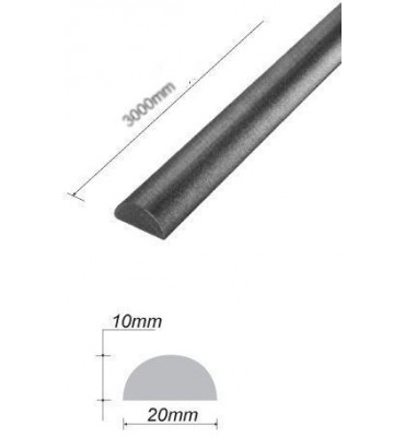 pièce élément ferronnier serrurier Barre LISSE DEMI ROND Longueur 3000 Ref: DR20X10-3000