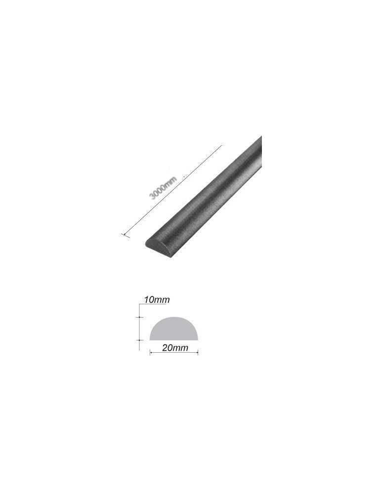pièce élément ferronnier serrurier Barre LISSE DEMI ROND Longueur 3000 Ref: DR20X10-3000