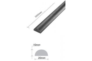 pièce élément ferronnier serrurier Barre LISSE DEMI ROND Longueur 3000 Ref: DR20X10-3000