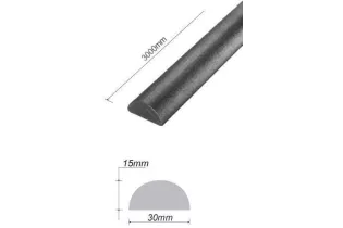 pièce élément ferronnier serrurier Barre LISSE DEMI ROND Longueur 3000 Ref: DR30X15-3000