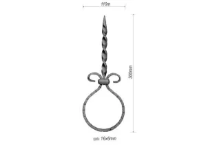 pièce élément ferronnier serrurier VOLUTE DECORATIVE MARTELE 300x110 Section 16x6 ACIER FER FORGE Ref: F53.183