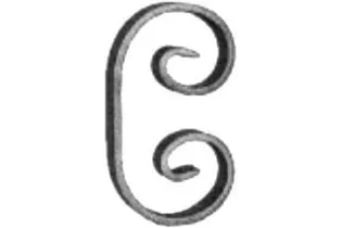 pièce élément ferronnier serrurier VOLUTE en C LISSE PLAT 117x60 Section 12x6 ACIER FER FORGE Ref: F53.301