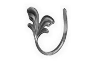 pièce élément ferronnier serrurier VOLUTE en demi C LISSE FEUILLE 115x100 Section 12x6 ACIER FER FORGE Ref: F53.440