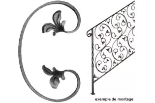 pièce élément ferronnier serrurier VOLUTE en C LISSE 250x150 Section 12x6 ACIER FER FORGE Ref: F53.459