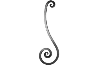 pièce élément ferronnier serrurier VOLUTE en S LISSE PATTE D OIE 820x280 Section 25x25 ACIER FER FORGE Ref: F53.604
