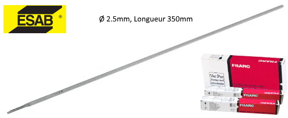 baguette à souder HIRONDELLE 2.5mm,  enrobées RUTILE, fusion douce, marque ESAB  Vendue à l'unité, 